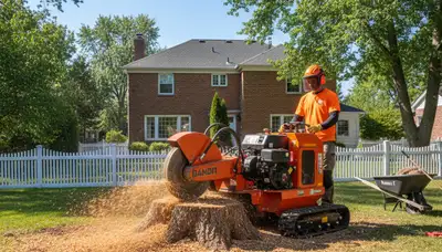 Professional stump grinding removing tree stumps in Chelsea, MA for yard restoration and pest prevention
