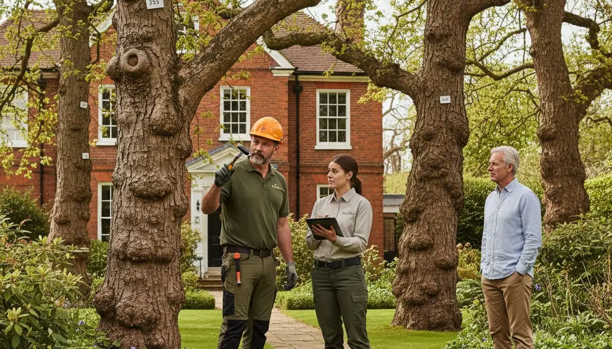 Certified arborist performing tree health assessment for homeowners in Chelsea, Boston, MA