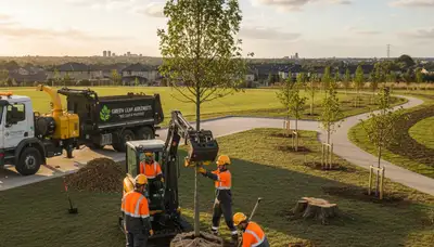 Arborists planting new trees in Boston MA for Chop Chop Tree’s expert tree planting service