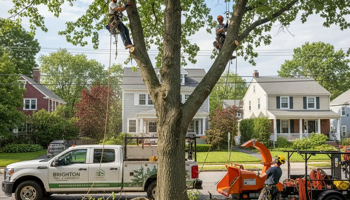 Professional tree removal service in Boston MA safely cutting and clearing large trees