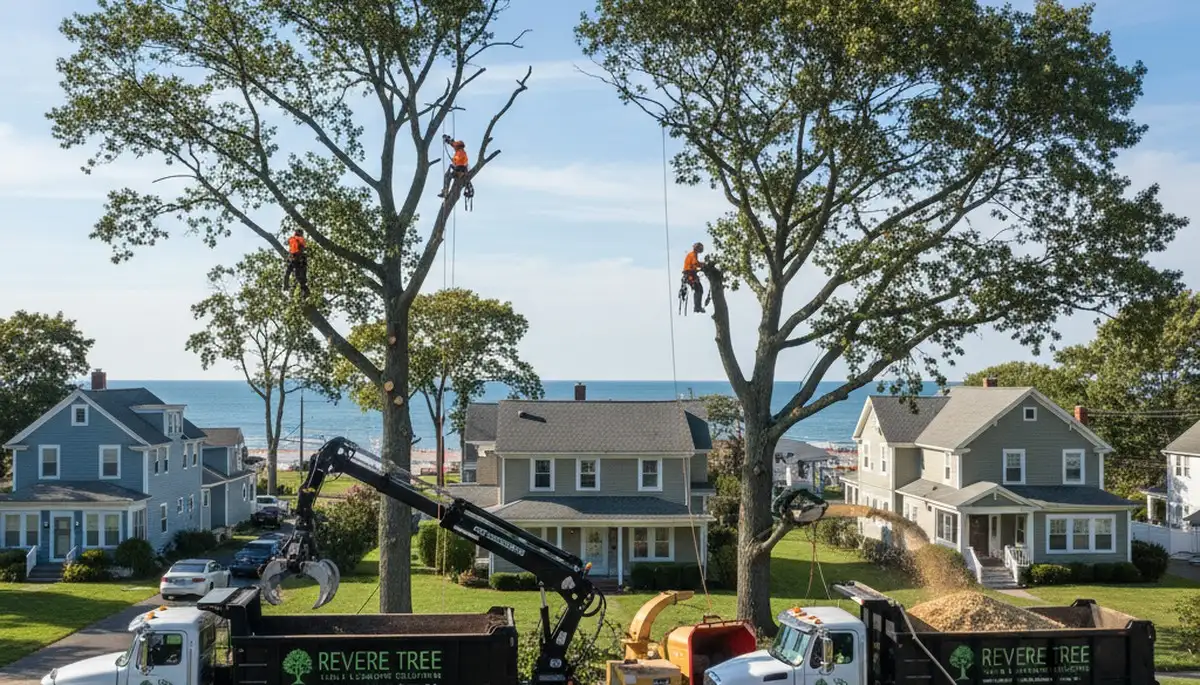 Professional tree removal service in Boston MA by certified arborists on residential property